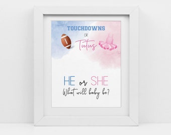 Touchdowns or Tutus Gender Reveal Sign (PDF & JPEG)