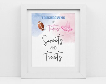 Touchdowns or Tutus Gender Reveal Sign: Sweets and Treats (PDF)