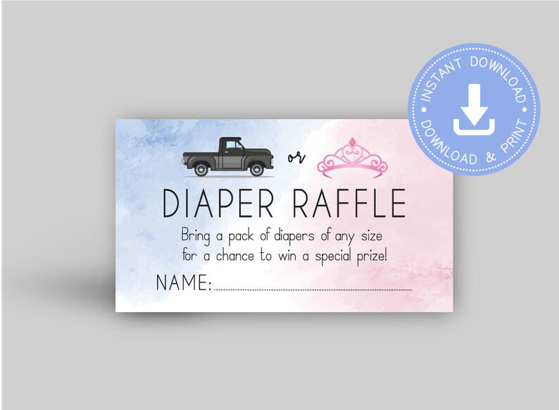 Trucks or Tiaras Gender Reveal Diaper Raffle Ticket - Etsy
