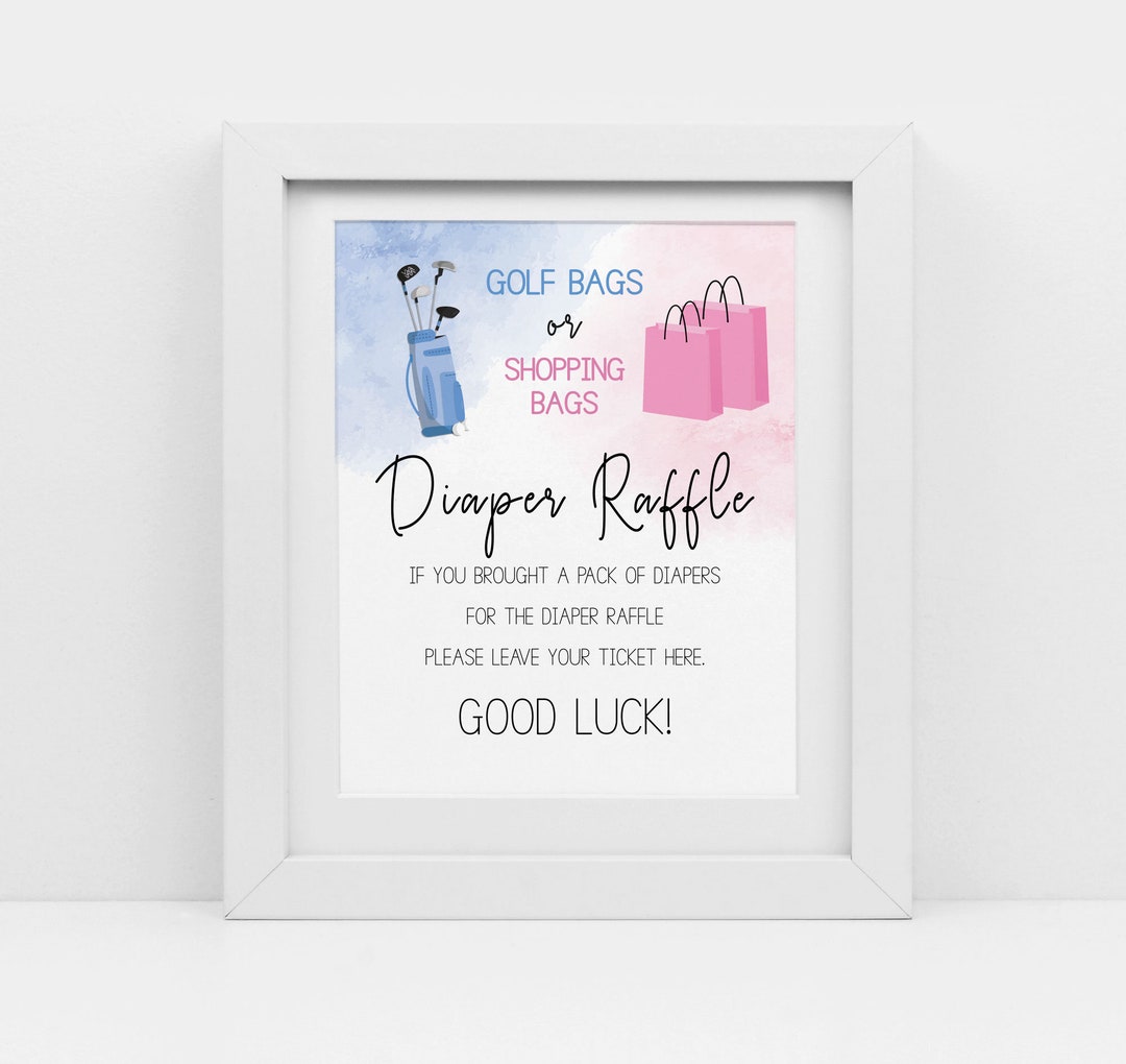 Shopping Bags or Golf Bags Gender Reveal, Golf Gender Reveal, Blue and