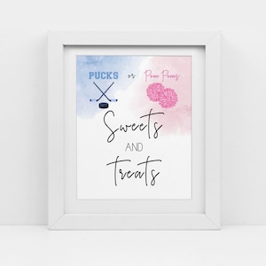 Hockey or Pom Poms Baby Shower Sweets Sign (PDF)