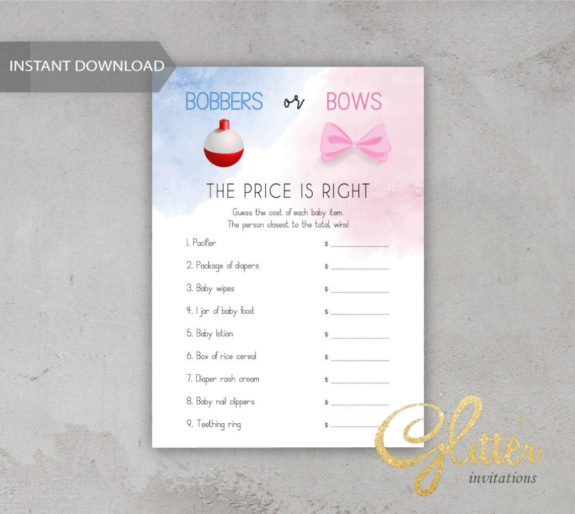Bobbers or Bows Gender Reveal Fishing Theme Baby Shower Baby Etsy