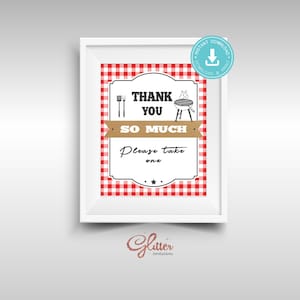BBQ Baby Q Shower, Por favor tome uno, baby shower, Signo de agradecimiento imprimible, Descarga instantánea, Revelación de género, pdf imprimible, CY068