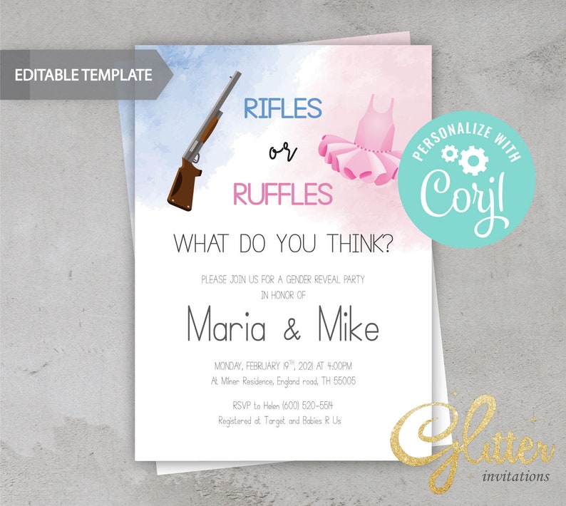 EDITABLE Rifles or Ruffles Gender Reveal Shooting Gender - Etsy