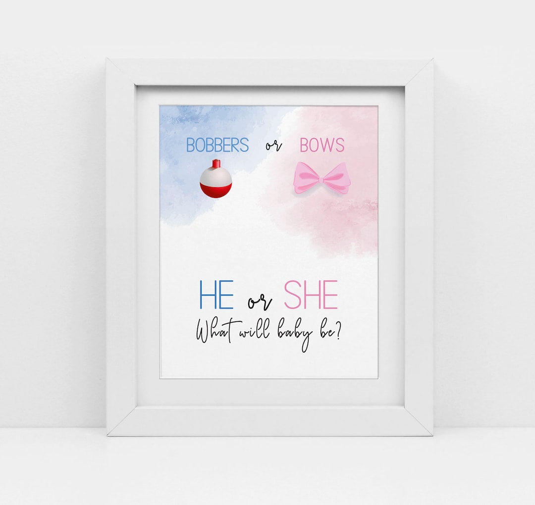 Bobbers or Bows Gender Reveal, Fishing Theme Baby Shower, Sonogram