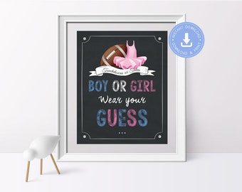 Touchdowns or Tutus Gender Reveal Sign: Football or Ballet (PDF)