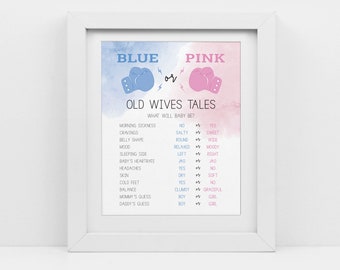 Boxing Gender Reveal, blue and pink, Old wives tale sign, instant download, boy or girl, printable pdf, Boxing Gloves Theme, CY118