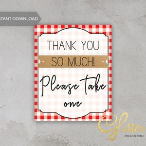 BBQ Baby Q Shower Please Take One Baby Shower Printable | Etsy