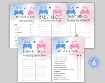 Gamer Gender Reveal, baby bingo, mom vs dad, baby abc, the price is right, baby race, boy or girl baby shower, gaming gender reveal, cy127