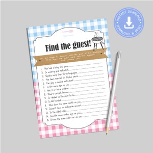 BBQ Baby Q Shower Games, Find the guest Baby Shower, Games Printable, Instant Download, barbeque Gender reveal, CY068
