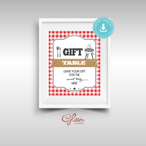BBQ Baby Q Shower Games, Gifts sign Printable pdf, printable pdf, boy baby shower, girl baby shower, twins baby shower, CY068