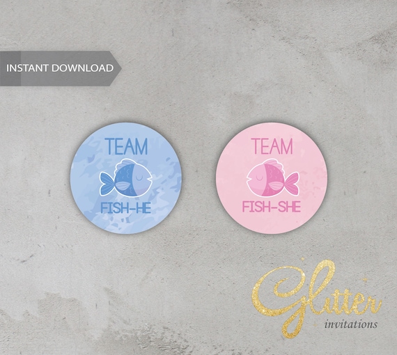 Fishing Theme Gender Reveal, Fish He or Fish She Gender Reveal, Team Pink  Team Blue Stickers, Instant Download, Printable Pdf, Cy102 