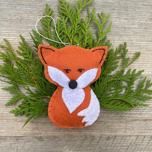 Handmade Fox Felt Ornament: Rust, Orange, White - 4 inches