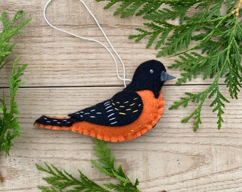 Oriole Handmade Ornament Felt bird 5” Christmas Soft Cute Felt Stuffed Animal Woodland Forest Nature Primitive Holiday Dec