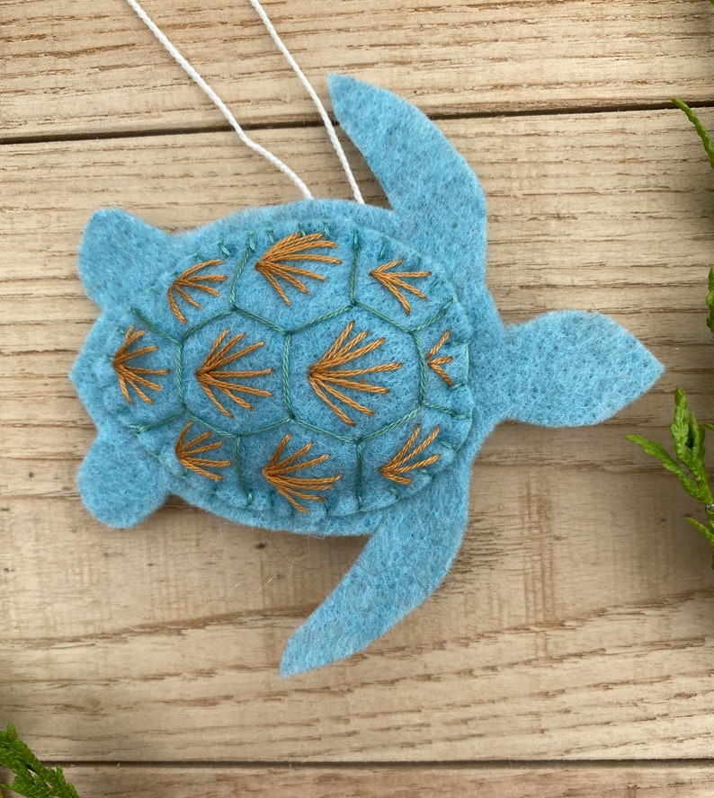 Sea turtle Christmas Ornament Felt Sea Turtle 4 Handmade Soft image 1