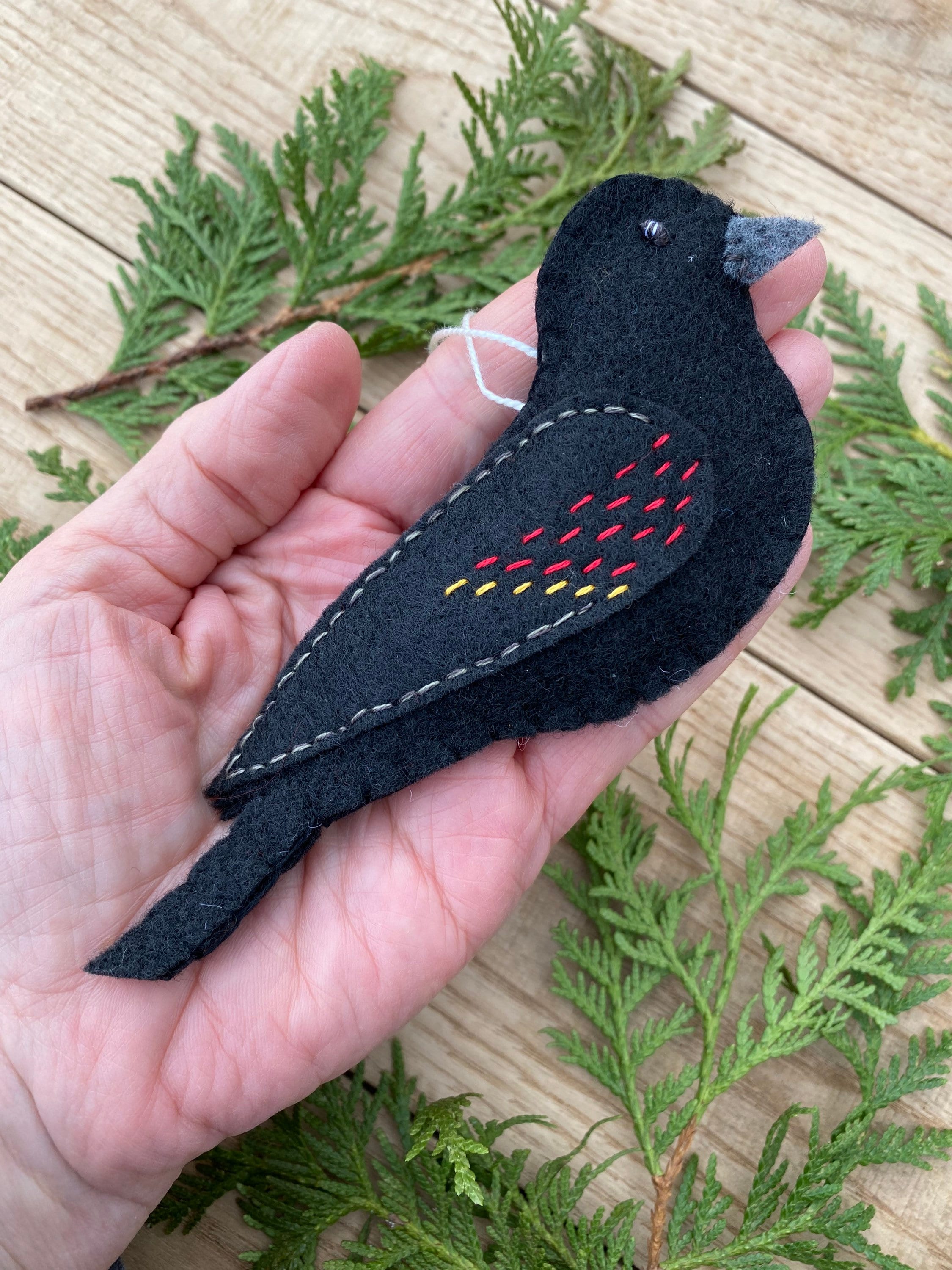 Felt Bird Collection of 12 Handmade Ornaments: Cardinals Bluebird
