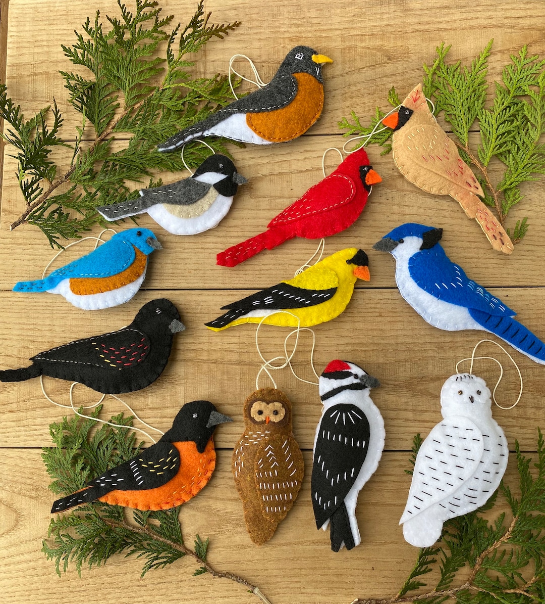 Felt Bird Collection Set of 12 Handmade Bird Ornaments - Etsy