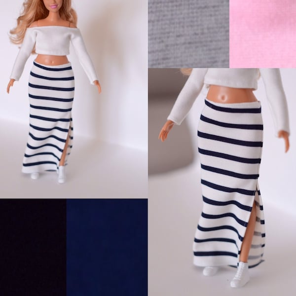 Doll clothes / curvy doll clothes / 12 inch doll clothes / doll top   / doll clothing   / made to move / curvy doll skirt