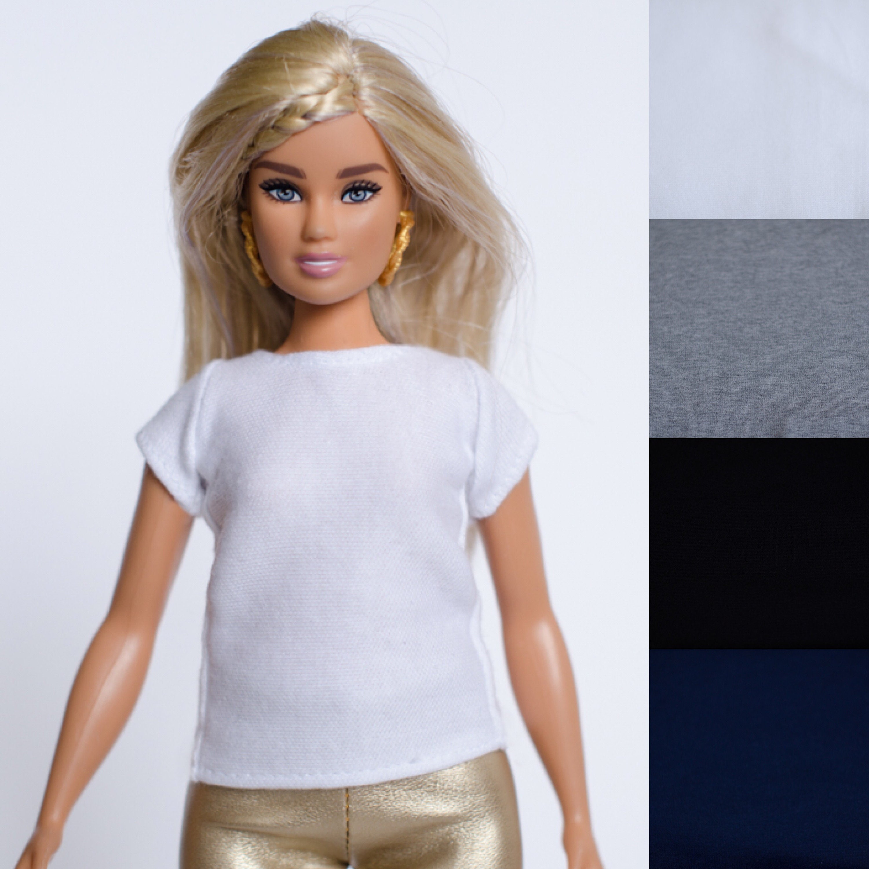 Curvy Office white top and black skirt For Your Curvy Barbie Doll Au Made