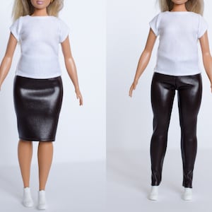 Leather leggings for curvy doll / curvy doll pants / doll leather leggings / curvy doll skirt  skirt / doll leather skirt