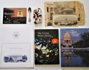 Washington DC Keepsakes/Souvenirs, Printable Post Cards CD, American Collectors Guild Spoon, The Living White House Book, Old Articles, More