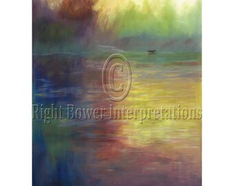 Limited Edition Signed Unframed Wall ART PRINT "Hattie's Shack" Water Landscape, Realism, Outdoor Swamp, Natural Fall Scene Mystery Wall Art