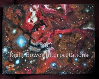 Original Signed Fine Art 24"X18" Unframed Large Oil Painting on Canvas, Outer Space Gift, Nebula Art, Stars Night Sky Galaxy Wall Decor gift
