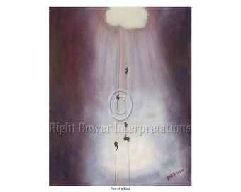 Limited Edition Signed Unframed Wall ART PRINT, Outdoors High Adventure, Rappelling Caving, Vertical Cavers, Wall Poster, Outdoor Recreation
