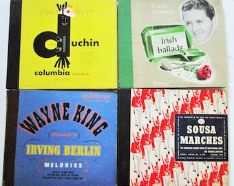 4 Imperfect 78 Record Multi-Album Notebook Storage Sets Eddy Duchin, Wayne King, Frank Connors Wall Art Assemblage Art Projects Unique Decor