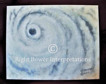 Original Signed Fine Art 20X16 Unframed Oil Painting on Canvas, Hurricane Clouds, Extreme Weather Stormy Sky Wall Art Decor Weather Art Gift