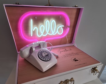 Audio Telephone Guestbook Chest Suitcase, Personalised Audio Guestbook with Neon