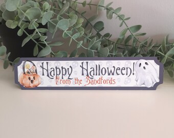 Personalised Happy Halloween Acrylic Sign , Spooky Season - Pumpkin - Ghost - Halloween décor - Bar Signs