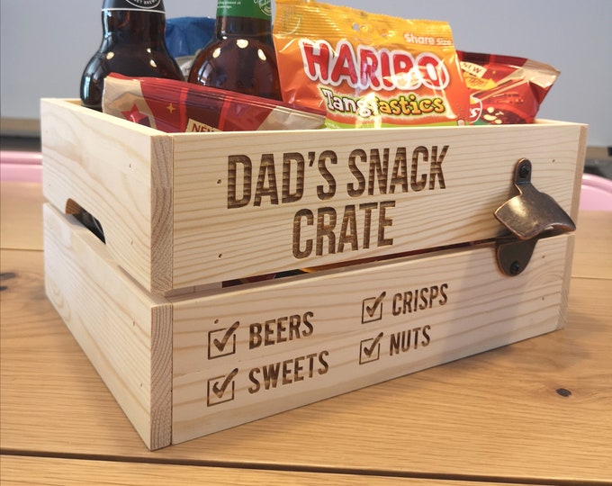 Featured listing image: Personalised Snack Crate, Care Package, Supply Drop, Gift Box, Christmas Gift For Him, Contents not Included