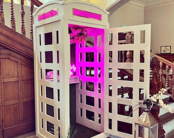 Wooden Telephone Box Prop, Audio Guestbook Phone Box, Selfie Booth, Photo Backdrop 7ft Tall for Weddings and Events