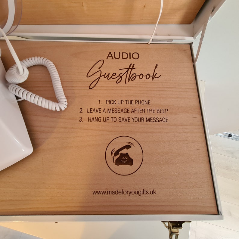 Audio Telephone Guestbook Chest Suitcase, Personalised Audio Guestbook with Neon image 6