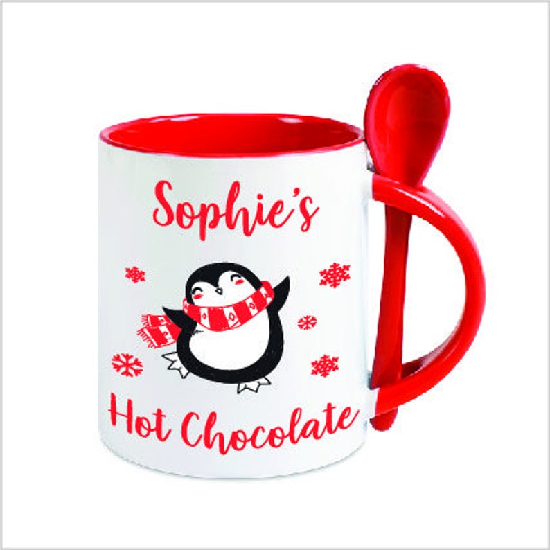 hot chocolate mug with spoon in handle
