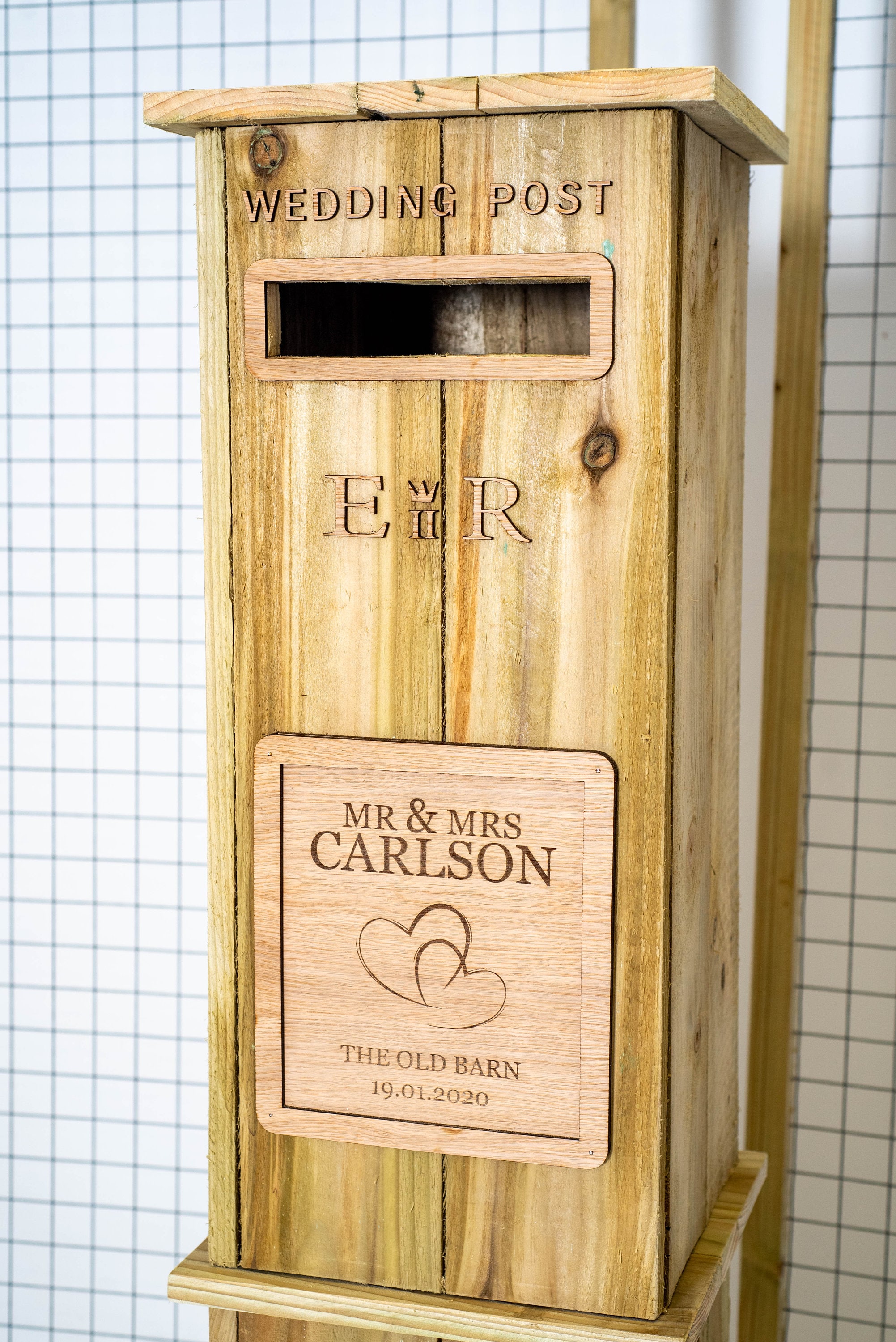 Rustic Solid Wooden Wedding Post Box Personalised Engraved Etsy