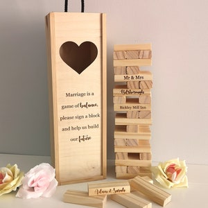 Wedding Guestbook Tumbling Blocks Game, Personalised Alternative Wedding Guestbook