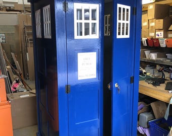 Wooden TARDIS Telephone Box Prop, Audio Guestbook Phone Box, Selfie Booth, Photo Backdrop 7ft Tall