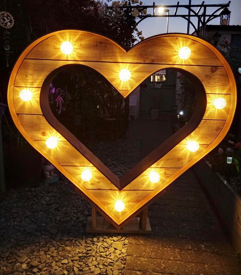 4ft Wooden Heart Marquee Lights Etsy UK
