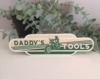 Motorbike Design Personalised Acrylic Sign, Shed Garage, Father's Day Gift, tools, mechanic gifts