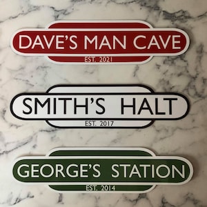 Personalised Train Sign, Father's Day Gift, Home Bar Sign, personalize bar sign, Railway Totem