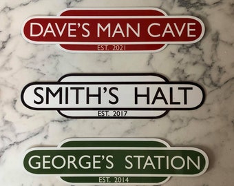 Personalised Train Station Sign , Father's Day Gift for Him - Home Bar Sign - personalize bar sign - Railway Totem