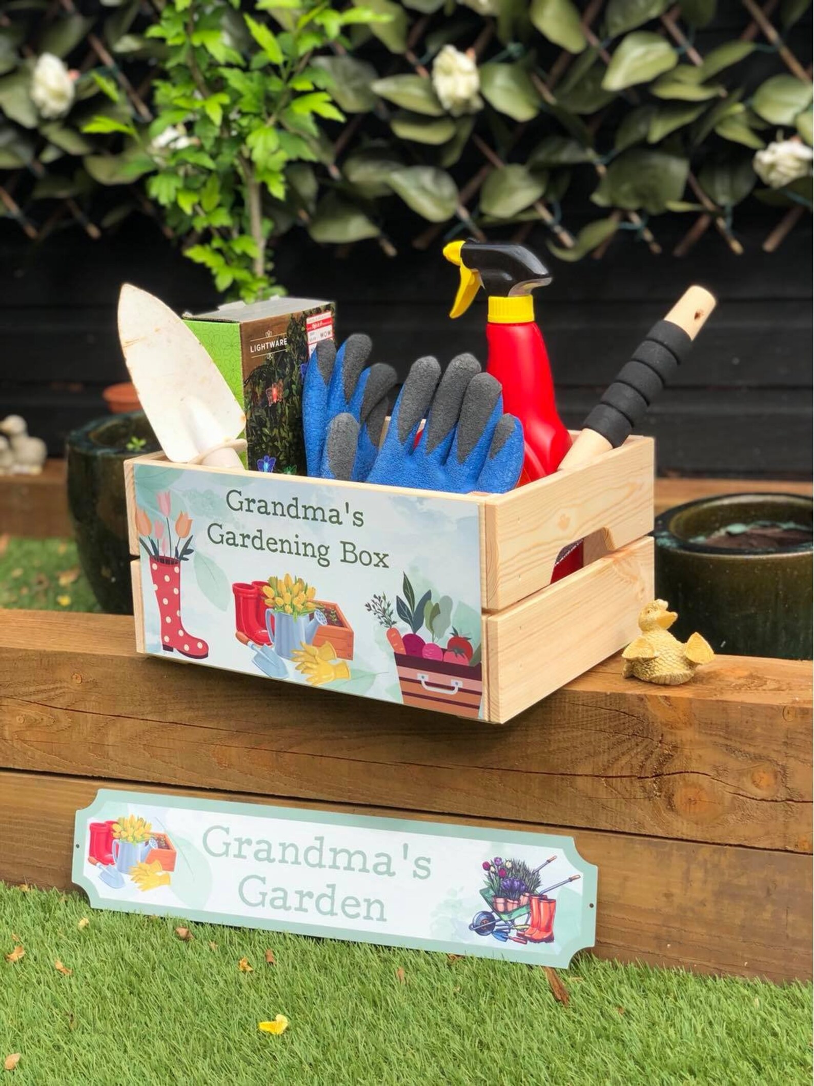 Personalised Garden Crate Gardening Box Nanny Grandad Etsy UK