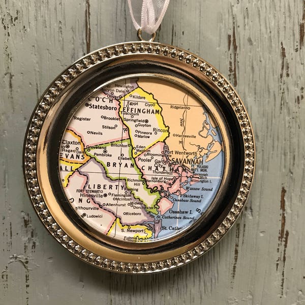 Vintage Map of Savannah Ornament