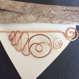 Copper shawl pin, hair pin or scarf pin handmade jewelry gift for her