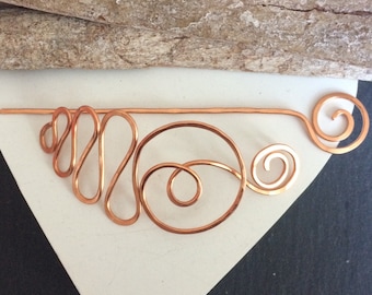 Copper shawl pin, hair pin or scarf pin handmade jewelry gift for her