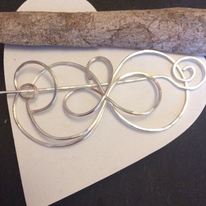 Beautiful Figure 8 shawl pin, sweater clip, silver brooch, scarf close, infinity hair slide, unique design, gift for her 1.5mm silver plate