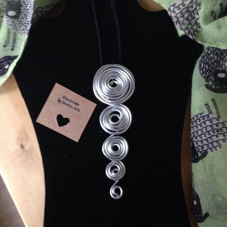 Christmas gift for her chunky aluminium wire jewelry Silver coils statement necklace