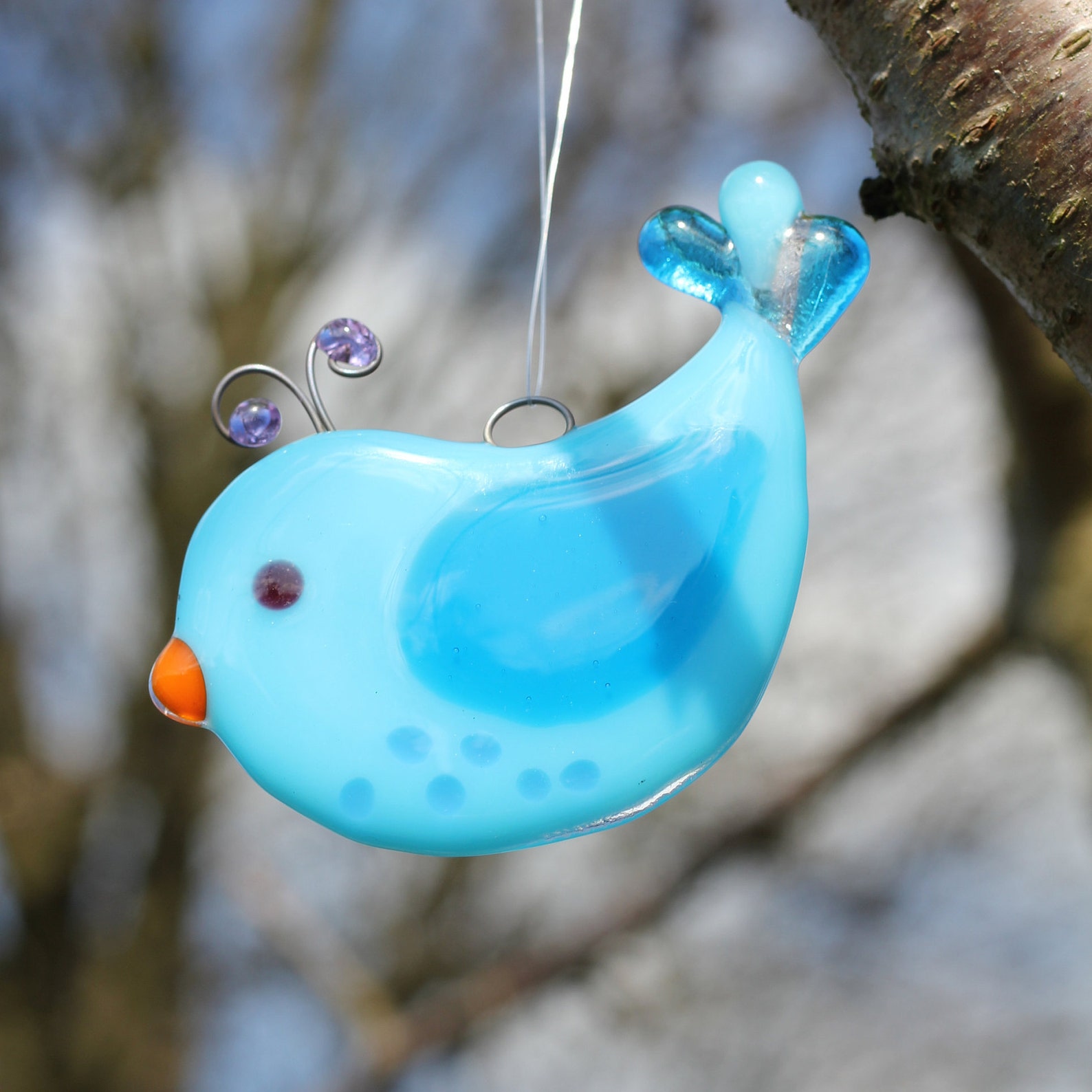 Glass Bird Stakes for Flower Bed or Plant Pot Fused Glass Etsy UK